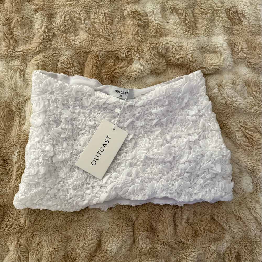Outcast White Textured Mini Skirt